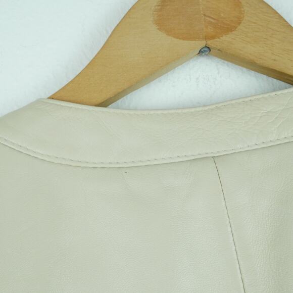 Cache Size 6 Top Lamb Leather Waistcoat Vest Minimal Old Money Fitted Neutral - Picture 9 of 12